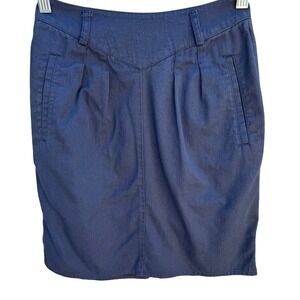 LizSport Vintage 80s Navy Blue V-Yoke Pleated Pencil Skirt Womens 2 Made in USA